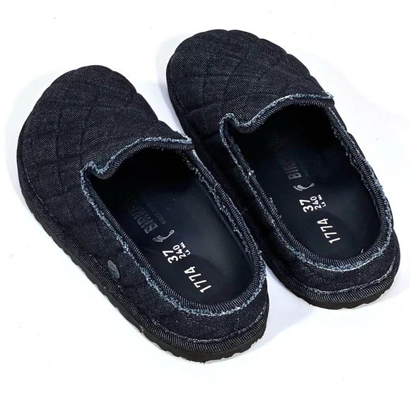 Birkenstock 1774 Eliscu Quilted Denim Slide Clogs Mules Dark Wash Denim 6 37 NEW - Picture 14 of 17